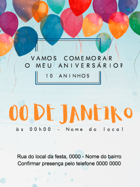 Convite Online Balões Editar Grátis Convite Online Balões Editar Grátis
