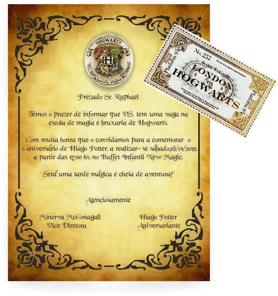 Convite Personalizado De Aniversário Com O Tema Harry Potter Convite Personalizado De Aniversário Com O Tema Harry Potter