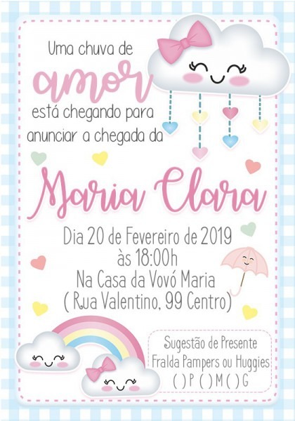 100 Convites Chuva De Bençãos Batizado Chá De Fralda Bebê 100 Convites Chuva De Bençãos Batizado Chá De Fralda Bebê