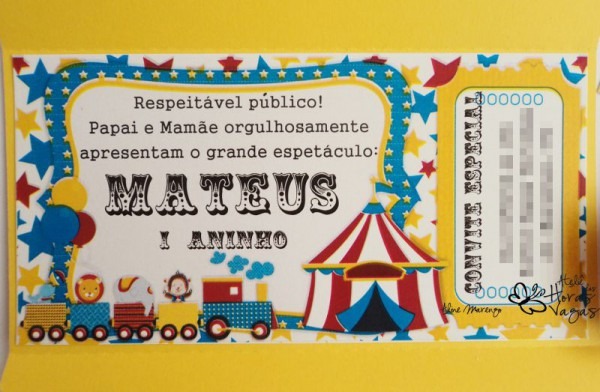Convite Artesanal Ingresso Ao Circo Convite Artesanal Ingresso Ao Circo