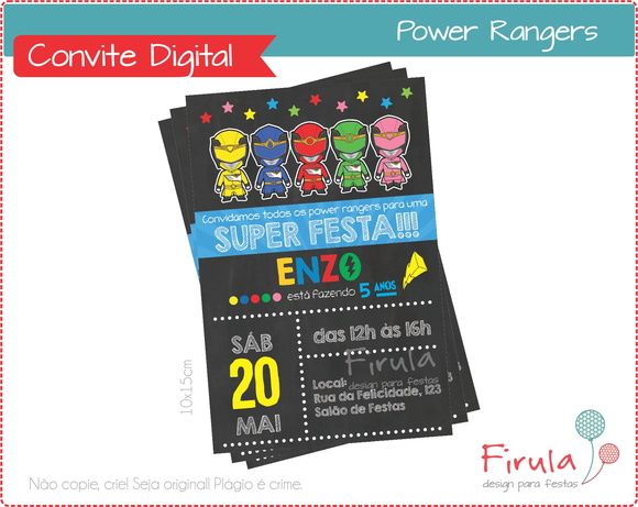 Convite Digital Power Rangers Convite Digital Power Rangers