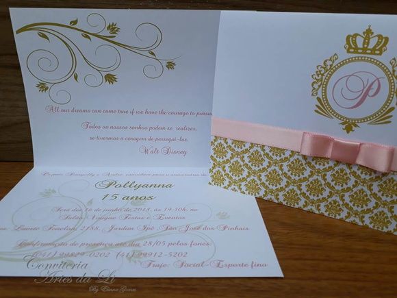 Promoção Convite 15 Anos Casamento Dourado Com Rosa Promoção Convite 15 Anos Casamento Dourado Com Rosa