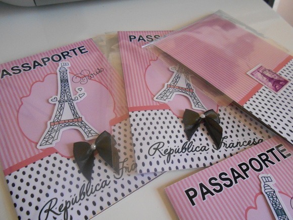 20 Convite Passaporte Paris Com Aplique 3d LaÃ§o E Strass M06