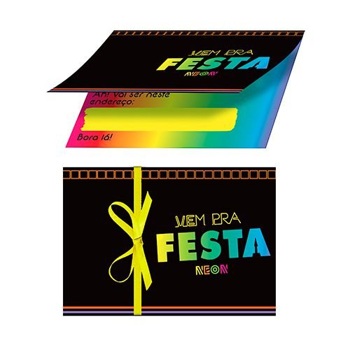 Convite Festa Neon C 8 Convite Festa Neon C 8