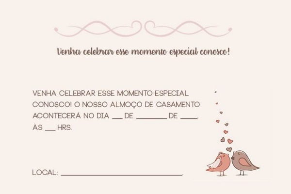 Convite Para Almoço De Casamento â Casamento Civil â Modelos De Convite Para Almoço De Casamento â Casamento Civil â Modelos De
