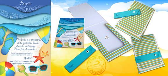 Convite Infantil Tema Praia Convite Infantil Tema Praia