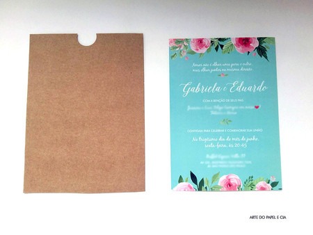 A44 Convite De Casamento Azul Tiffany Gabi + Envelope Luva A44 Convite De Casamento Azul Tiffany Gabi + Envelope Luva