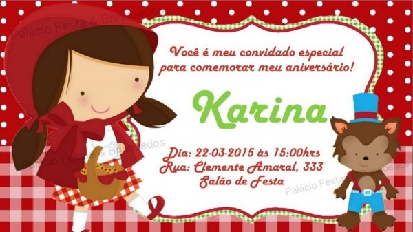 Convite Chapeuzinho Vermelho   Por Mimos E Artes