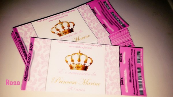 50 Convite Ingresso Vip Princesa Coroa Provençal Aniversário 50 Convite Ingresso Vip Princesa Coroa Provençal Aniversário