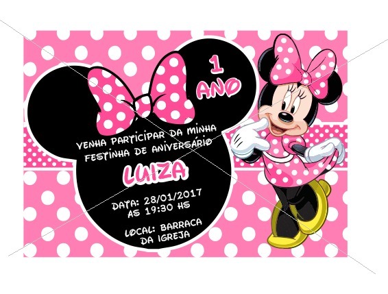50 Convites Para Aniversário Tema Minnie Rosa 50 Convites Para Aniversário Tema Minnie Rosa