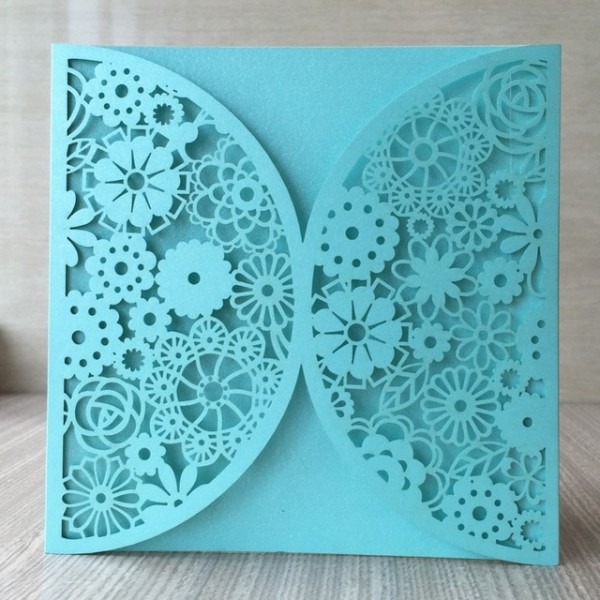 50 Pcs Branco Bege Azul Tiffany Papel Perolado Flor Esculpido