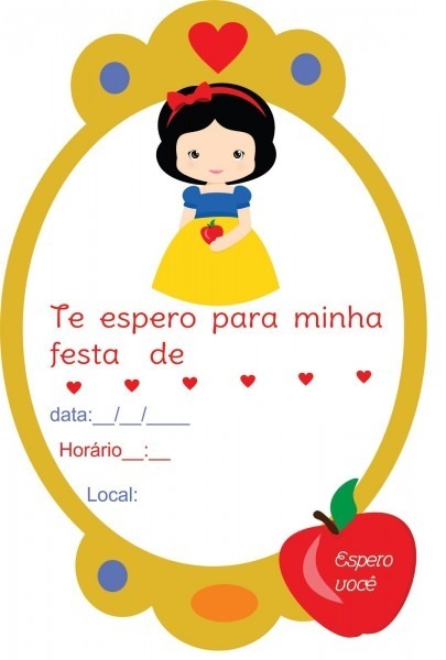 Convite Virtual Branca De Neve Para Editar Convite Virtual Branca De Neve Para Editar