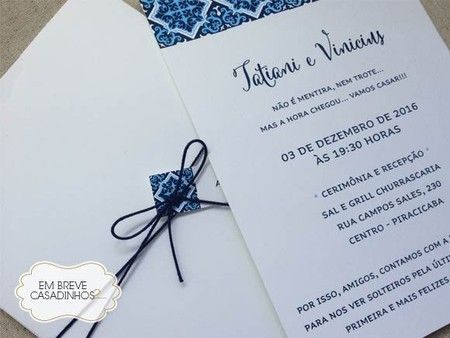 Convite Azulejo PortuguÃªs, Convite De Casamento Azul E Branco