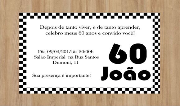 Convite Anos 60 10x7cm Impresso Em Papel Fotográfico 180g De Alta Convite Anos 60 10x7cm Impresso Em Papel Fotográfico 180g De Alta