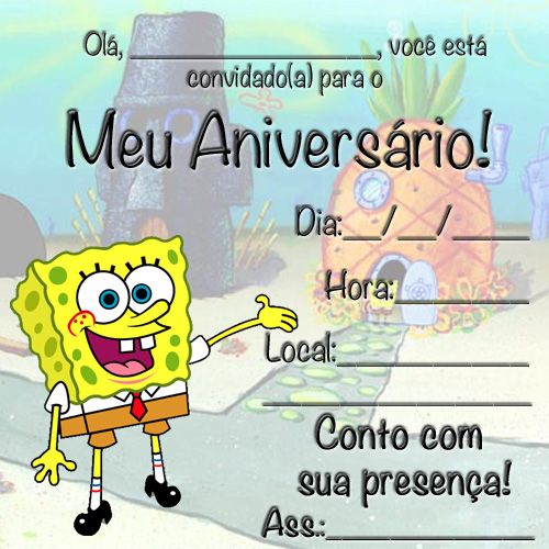 Convite Bob Esponja 3 Convite Bob Esponja 3