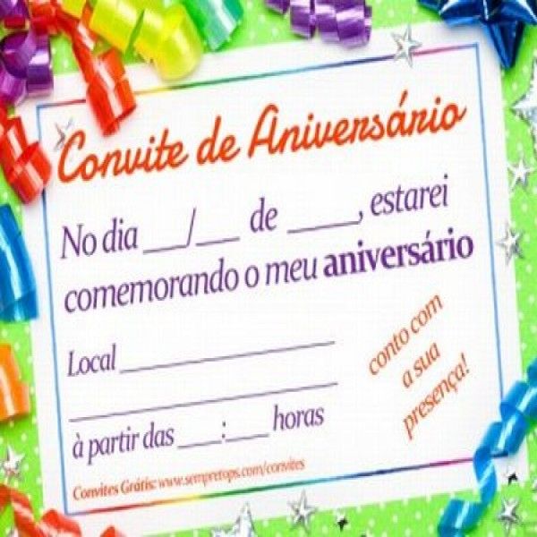 Convites De AniversÃ¡rio  Infantil, Adulto, Online, GrÃ¡tis