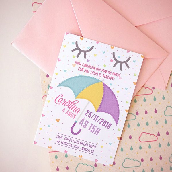 Convite Infantil Chuva De Amor Com Envelope Convite Infantil Chuva De Amor Com Envelope