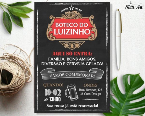 Convite Aniversário Festa Boteco â Tutti Art Convite Aniversário Festa Boteco â Tutti Art