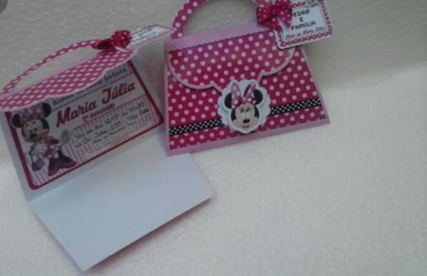 Arquivo De Corte Silhouette Convite Bolsinha Minnie Rosa
