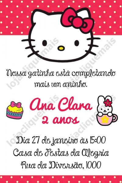 Arte Convite Digital Aniversário Hello Kitty Arte Convite Digital Aniversário Hello Kitty