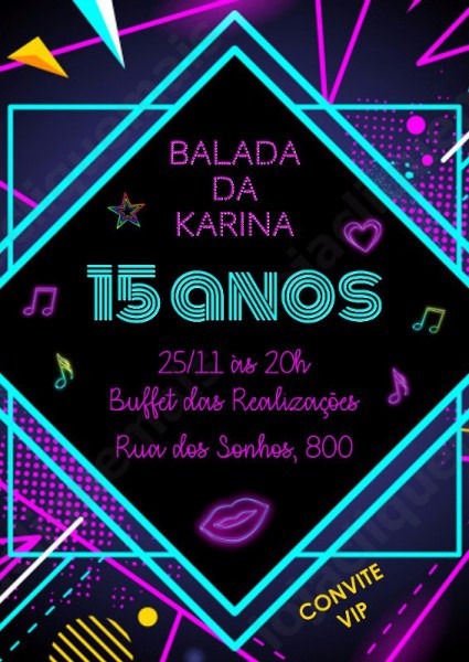 Arte Convite Digital Festa Neon 15 Anos Debutante Arte Convite Digital Festa Neon 15 Anos Debutante