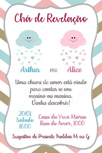 Arte Convite Digital Virtual Chá De Revelação Chuva De Amor Arte Convite Digital Virtual Chá De Revelação Chuva De Amor