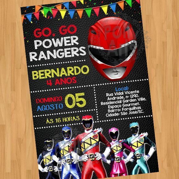 Arte Convite Digital Virtual Power Rangers Arte Convite Digital Virtual Power Rangers