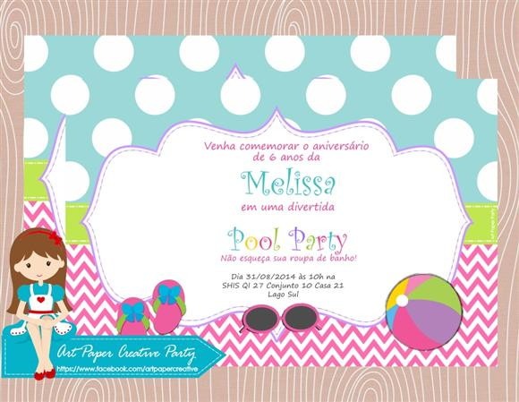 Arte Convite Pool Party No Elo7 Arte Convite Pool Party No Elo7