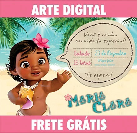 Arte Digital CriaÃ§Ã£o Convite Infantil Moana