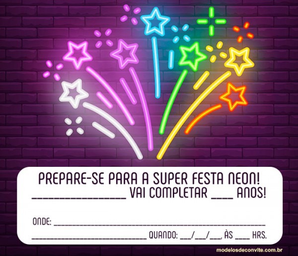 33 Convites Para Festa Neon Com Muitas Luzes E Cores! â Modelos De 33 Convites Para Festa Neon Com Muitas Luzes E Cores! â Modelos De
