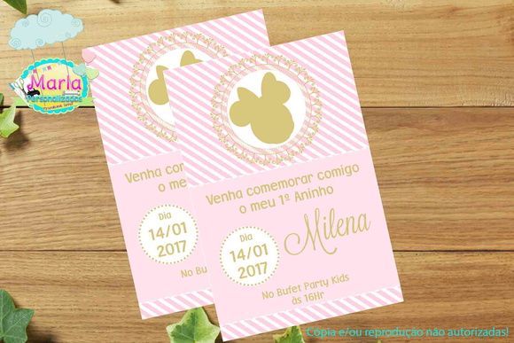 Convite Digital Minnie Rosa E Dourado