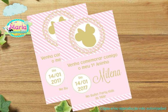 Convite Digital Minnie Rosa E Dourado Convite Digital Minnie Rosa E Dourado