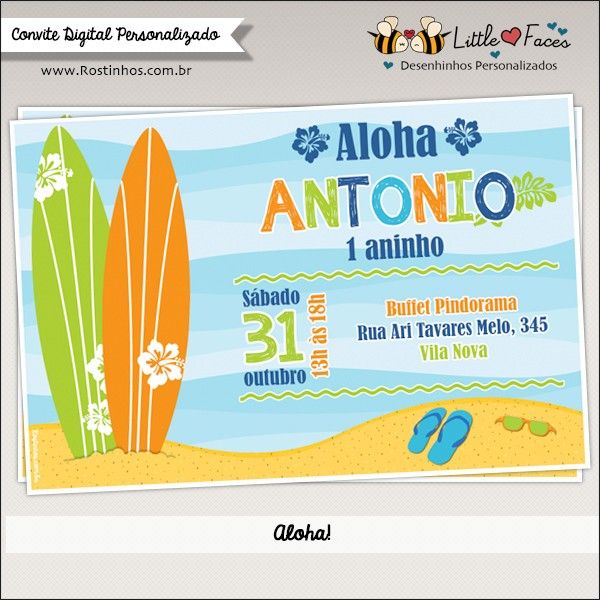 Convite Festa Surf Para Imprimir Convite Festa Surf Para Imprimir