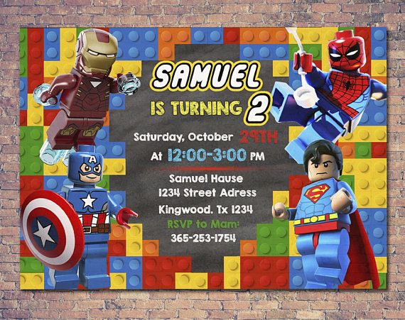 Lego Marvel Superheroes Invitation Lego Party Lego Lego Marvel Superheroes Invitation Lego Party Lego