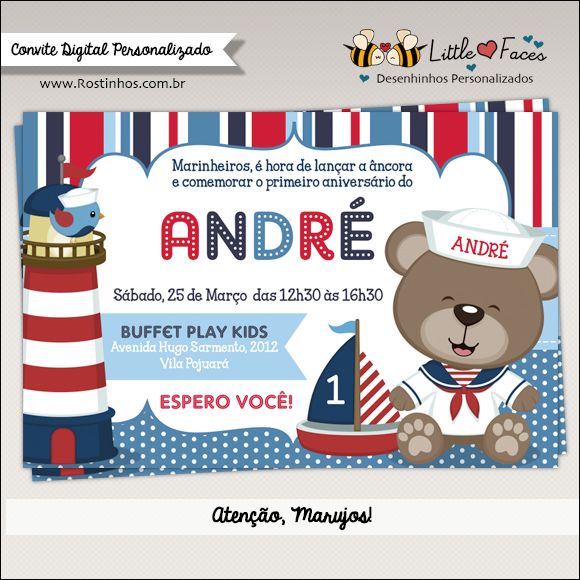 Convite Festa Ursinho Marinheiro Para Imprimir Convite Festa Ursinho Marinheiro Para Imprimir