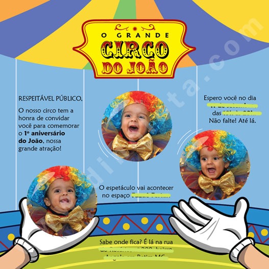 Convite João â 1 Ano Tema Circo Convite João â 1 Ano Tema Circo