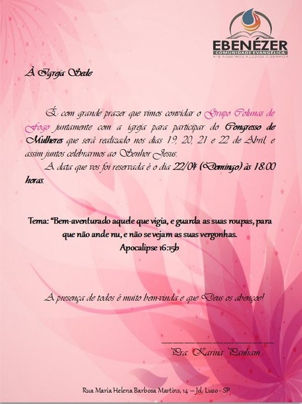 Carta Para Igreja Carta Para Igreja