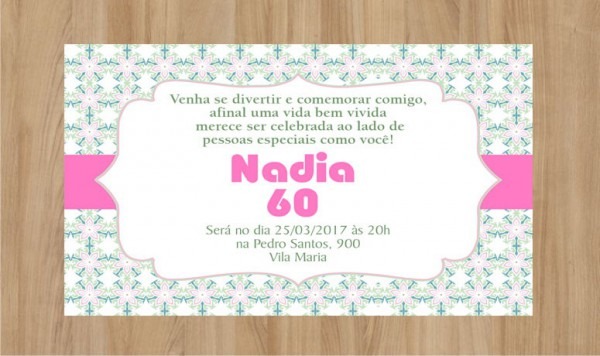 Convite 60 Anos 10x7cm No Elo7 Convite 60 Anos 10x7cm No Elo7