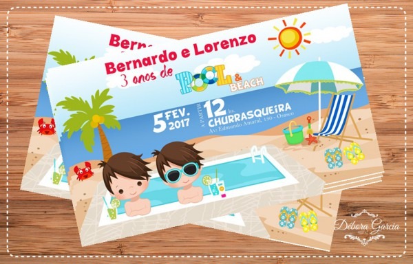 Convite Impresso Praia Surf Verão Convite Impresso Praia Surf Verão