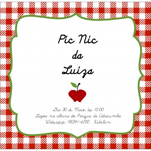 Convite Pequenique Maçã Convite Pequenique Maçã