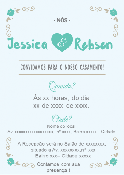 Convite De Casamento Para Download Azul Convite De Casamento Para Download Azul