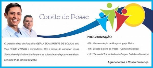Convite De Posse Do Novo Prefeito De Forquilha Convite De Posse Do Novo Prefeito De Forquilha