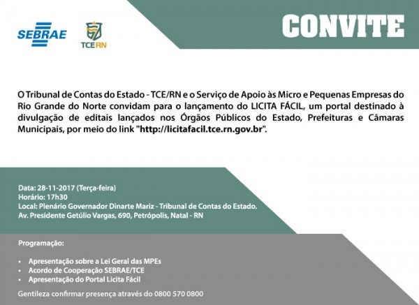Rn Politica Em Dia Tce E Sebrae LanÃam Portal Licita FÃcil Rn Rn Politica Em Dia Tce E Sebrae LanÃam Portal Licita FÃcil Rn