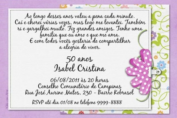 13 Convites Estilosos Para Aniversários De 50 Anos â Modelos De 13 Convites Estilosos Para Aniversários De 50 Anos â Modelos De