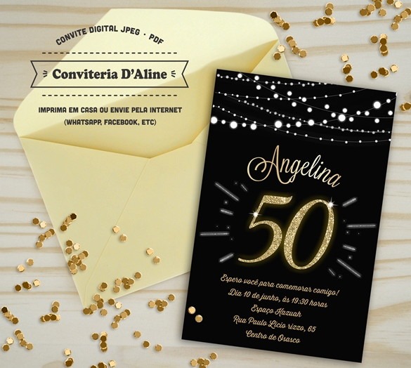 Convite 50 Anos Dourado