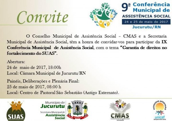 Convite Ix Conferência Municipal De Assistência Social De Convite Ix Conferência Municipal De Assistência Social De