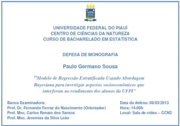 Convite 1ª Defesa De Monografia Do Curso De Bacharelado Em Convite 1ª Defesa De Monografia Do Curso De Bacharelado Em