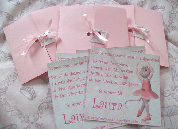 Convite Angelina Ballerina Com Lacinho No Elo7 Convite Angelina Ballerina Com Lacinho No Elo7