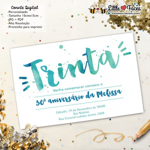 Convite Aniversário 30 Anos P Imprimir No Elo7 Convite Aniversário 30 Anos P Imprimir No Elo7