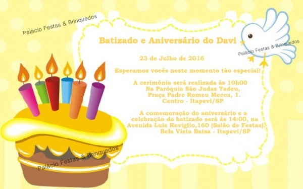 Convite AniversÃ¡rio & Batizado No Elo7